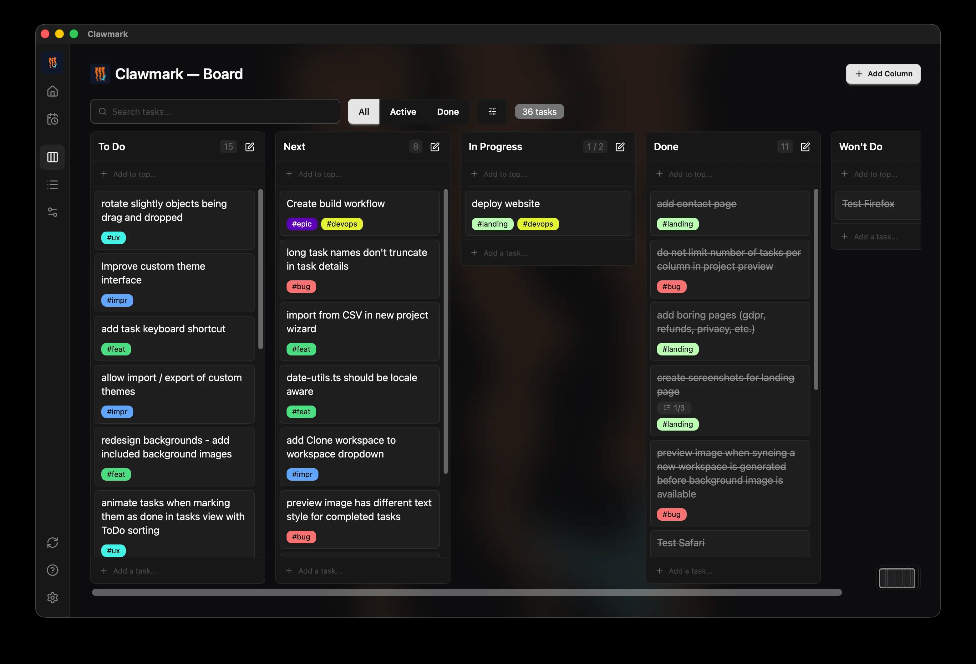 clawmark.io - Dark mode